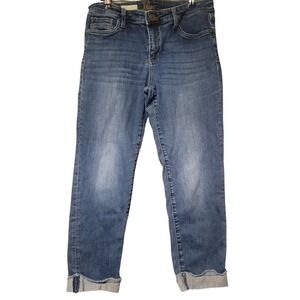 Kut from the Kloth Asher Ankle Straight Leg Jeans Blue Raw Hem Size 8